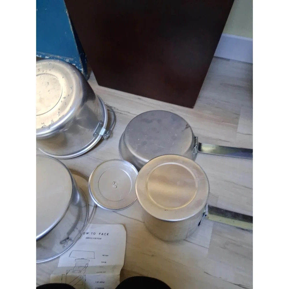 Vintage Mirro Aluminum Camping Mess Kit For 4